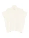 Ermanno Firenze High Neck Knitwear With Embroidered Ribbed Hem In White