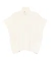 Ermanno Firenze High Neck Knitwear With Embroidered Ribbed Hem In White