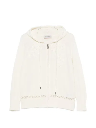 Ermanno Firenze Floral Embroidered Hoodie In Cream