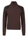Ermanno Firenze Floral-embroidered Sequin Sweater In Brown