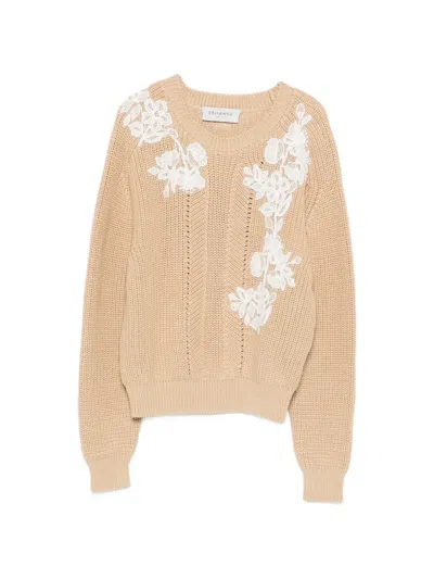 Ermanno Firenze Floral-embroidered Sweater In Neutral