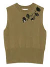 Ermanno Firenze Floral-embroidered Vest In Green
