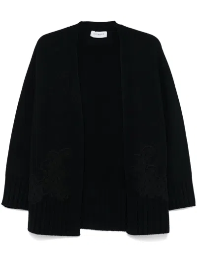 Ermanno Firenze Floral-embroidery Cardigan In Black