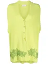 Ermanno Firenze Floral Lace-appliqué Short-sleeve Cardigan In Green