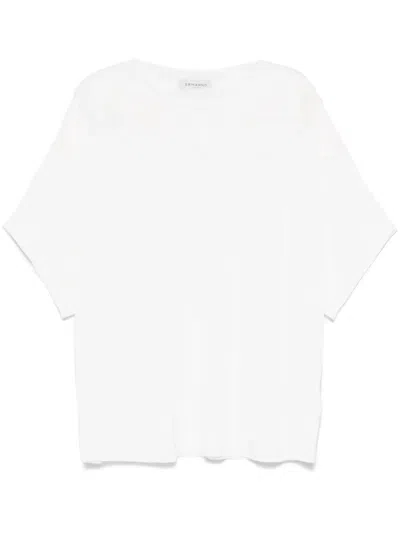 Ermanno Firenze Floral-lace Fine-knit T-shirt In White
