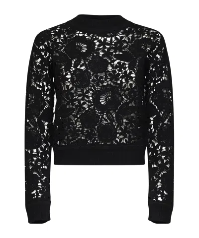 Ermanno Firenze Floral Lace Knitted Sweater In Black