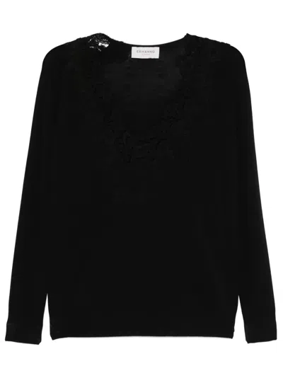Ermanno Firenze Floral-lace Top In Black
