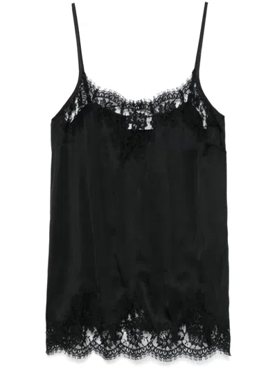 Ermanno Firenze Floral-lace Top In Black