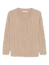 Ermanno Firenze Floral-pattern Cable-knit Sweater In Brown