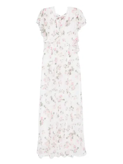 Ermanno Firenze Floral-print Maxi Dress In White
