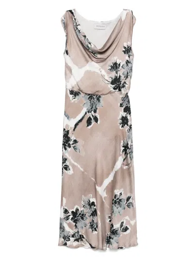 Ermanno Firenze Midikleid Mit Blumen-print In Nude