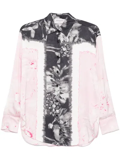 Ermanno Firenze Floral-print Satin Shirt In Black