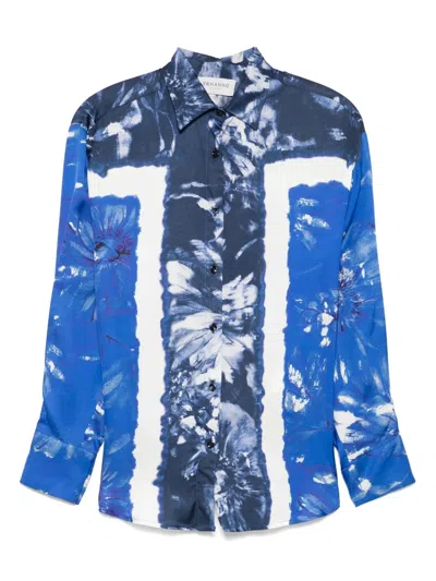 Ermanno Firenze Floral-print Shirt In Blau