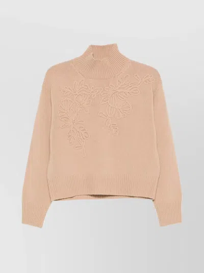 ERMANNO FIRENZE FLORAL RIBBED TURTLENECK LONG SLEEVE KNITWEAR