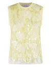 Ermanno Firenze Floral Embroidered Tulle Sleeveless Top In Gelb