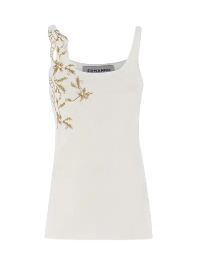 Ermanno Firenze Floral-lace Tank Top In White