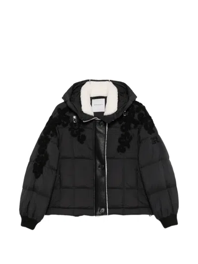ERMANNO FIRENZE FLORAL-APPLIQUE HOODED COAT