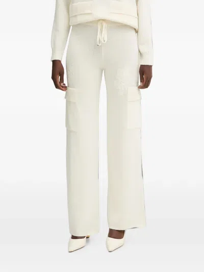Ermanno Firenze Floral-embroidered Cargo Pants In White