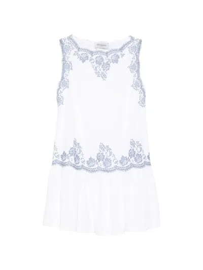 Ermanno Firenze Floral-embroidered Mini Dress In White