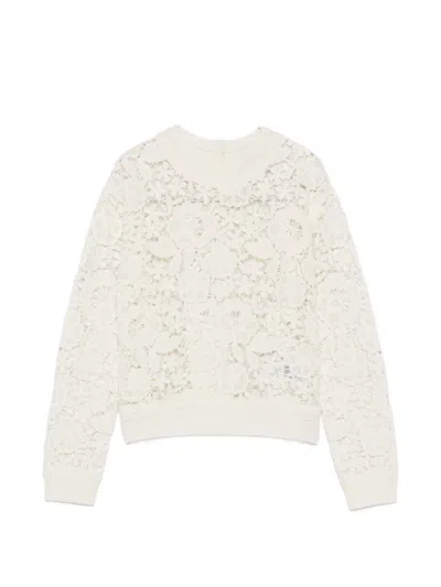 Ermanno Firenze Floral-lace Sweater In White