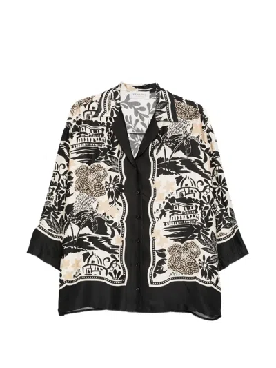 Ermanno Firenze Floral-print Button Shirt In Black