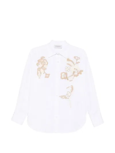 Ermanno Firenze Floral-print Cotton Shirt In White