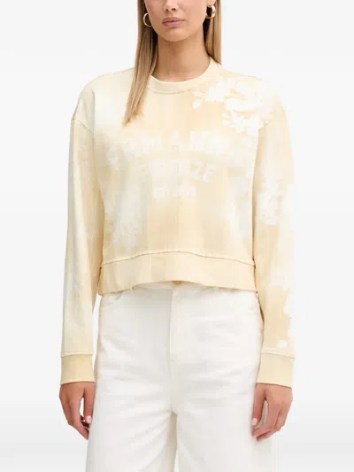 Ermanno Firenze Floral-print Logo-print Sweater In Yellow