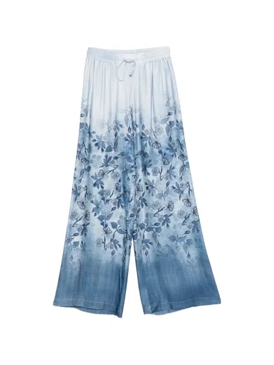 Ermanno Firenze Floral-print Trousers In Blue
