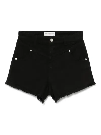 Ermanno Firenze Frayed Denim Shorts In Black
