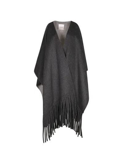 Ermanno Firenze Fringed-edge Cape In Gray