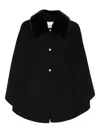 Ermanno Firenze Fur-trimmed Cape Coat In Black