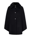 Ermanno Firenze Fur-trimmed Cape Coat In Black