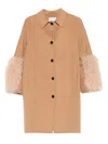 Ermanno Firenze Fur-trimmed Coat In Brown