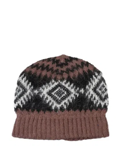 Ermanno Firenze Geometric-pattern Beanie Hat In Multi