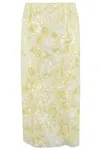 Ermanno Firenze Longuette Skirt In Floral Sequin Embroidered Tulle In Yellow