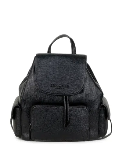 Ermanno Firenze Grained-leather Flap-top Backpack In Black