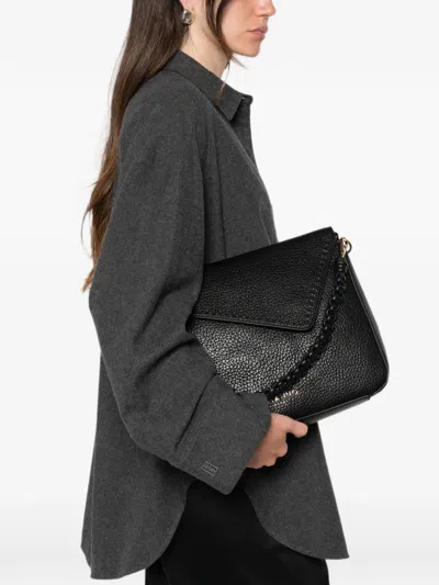 Ermanno Firenze Grained-leather Shoulder Bag In Black