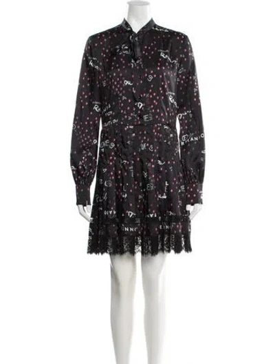 Pre-owned Ermanno Firenze Graphic Print Mini Dress In Black
