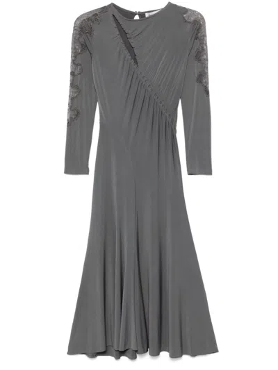 Ermanno Firenze Guipure-lace Midi Dress In Grey