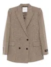 Ermanno Firenze Herringbone Sequin-embellished Jacket In Brown