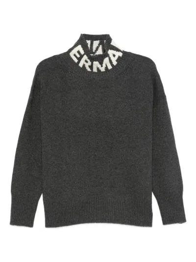 Ermanno Firenze High-neck Logo-detail Sweater In Gray