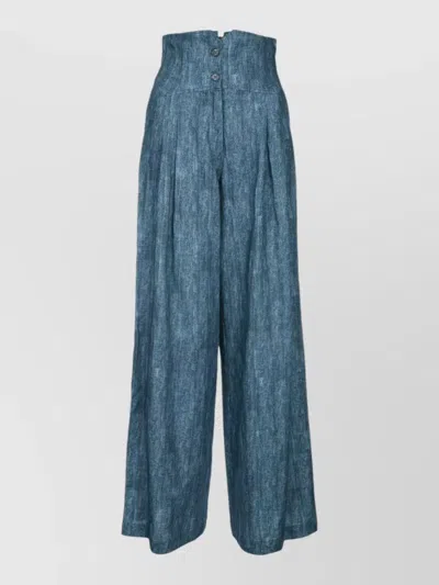 Ermanno Firenze High Waist Trousers Back Tie Detail In Blue