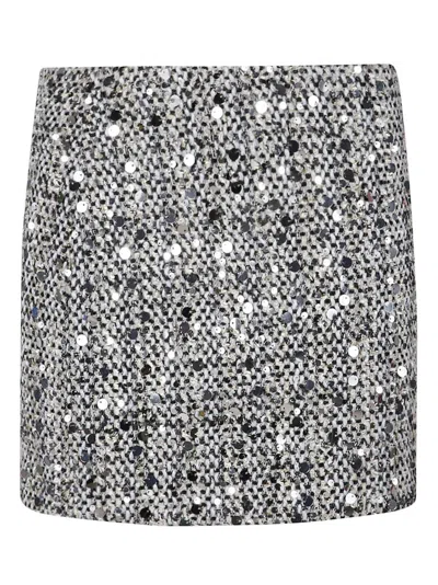 ERMANNO FIRENZE HIGH-WAISTED GREY TWEED MINISKIRT WITH TRAPEZOID SILHOUETTE