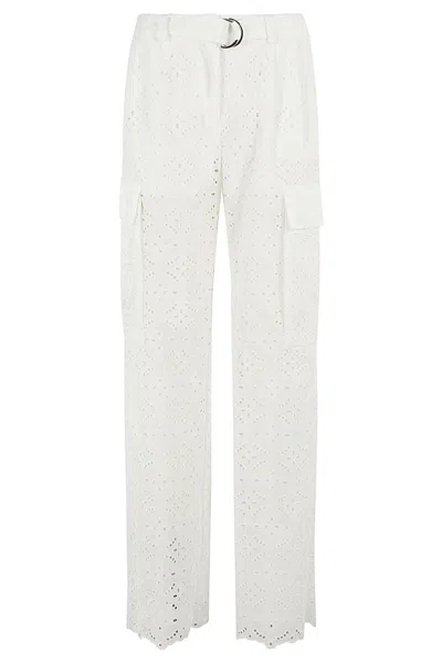 Ermanno Firenze High-waisted Perforated Pants In Off White