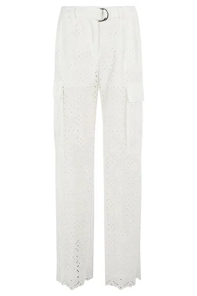 Ermanno Firenze High-waisted Perforated Pants In White