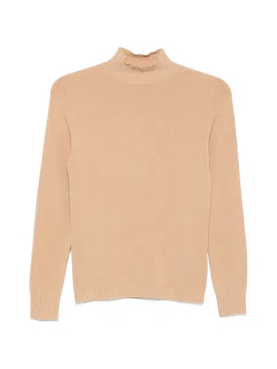 Ermanno Firenze High-neck Rib-trimmed Sweater In Orange