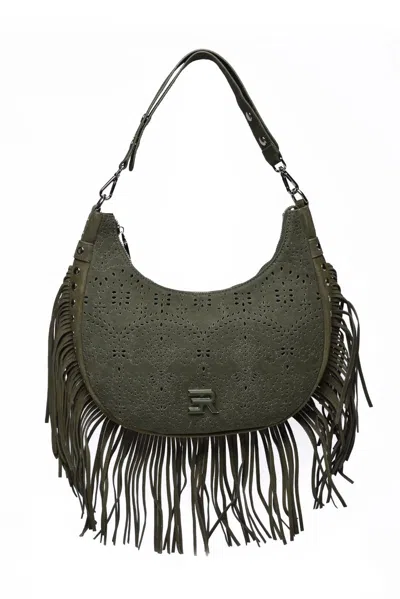 Ermanno Firenze Military Green Polyester Leather Crossbody Bag In Gray