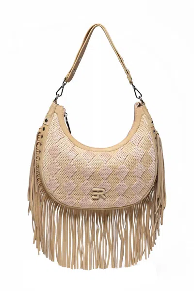 Ermanno Firenze Hobo Terra Straw Fringes - Beige In Brown