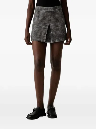 Ermanno Firenze Houndstooth-pattern Pleated Mini Skirt In Gray