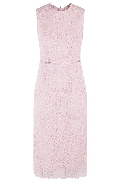 Ermanno Firenze Intricately Embroidered Lace Sleeveless Dress In Pink